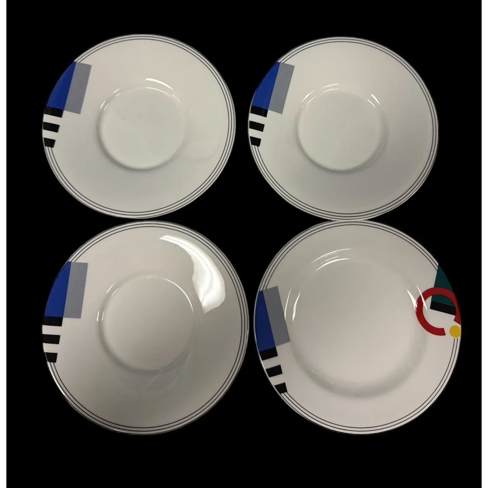 Set of 4 Mikasa Maxima HIGH SPIRITS Super Strong China Saucers 6.5